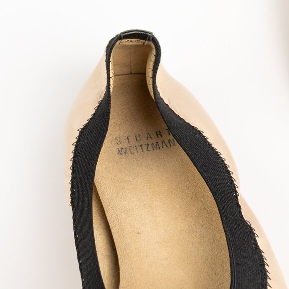 STUART WEITZMAN Giveable Leather Ballet Flats Cream & Black Size 6 M - Picture 6 of 11